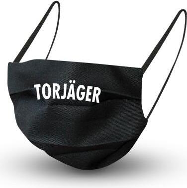 Fan-Omenal Baumwollmaske in SCHWARZ mit em Innenvlies - TORJÄGER - 15692 + Gratiszugabe