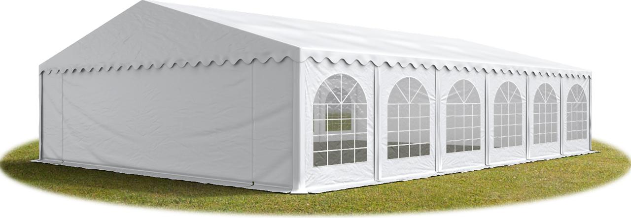 TOOLPORT Festzelt Partyzelt 8x12 m schwer entflammbar PREMIUM, hochwertige PVC Plane 750 N in weiß 100% wasserdicht mit Bodenrahmen Image