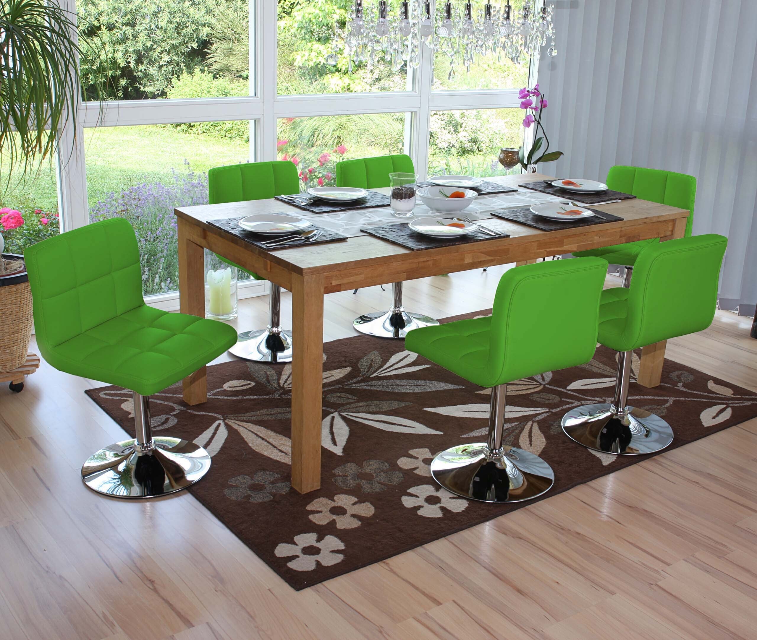 sada 6 jedálenských stoličiek Kavala Faux Leather Chrome ~ zelená