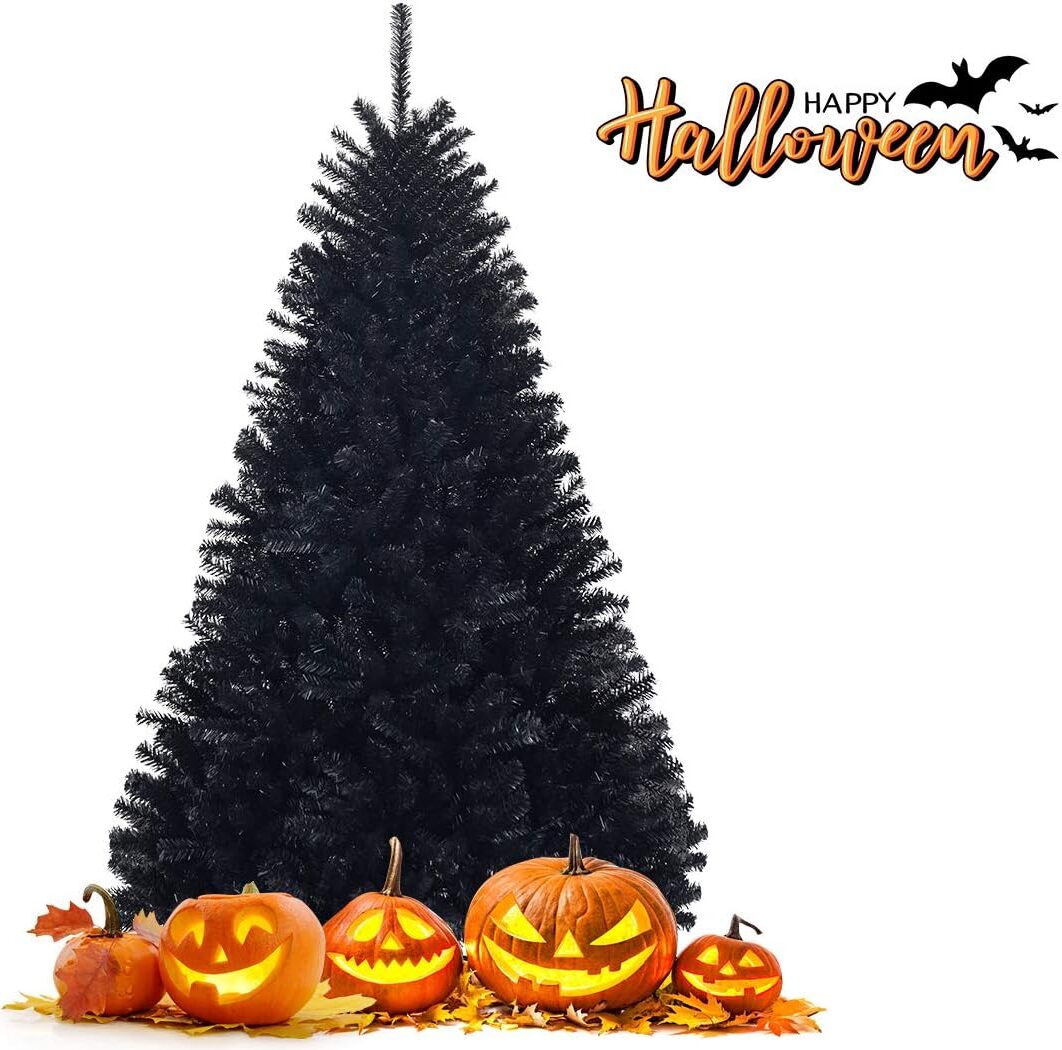 GOPLUS 180cm künstlicher Weihnachtsbaum mit 1036 Zweige, Klappbarer Weihnachts-Tannenbaum mit Metallständer, Feiertagsdekoration, Schwarz DN33935DE