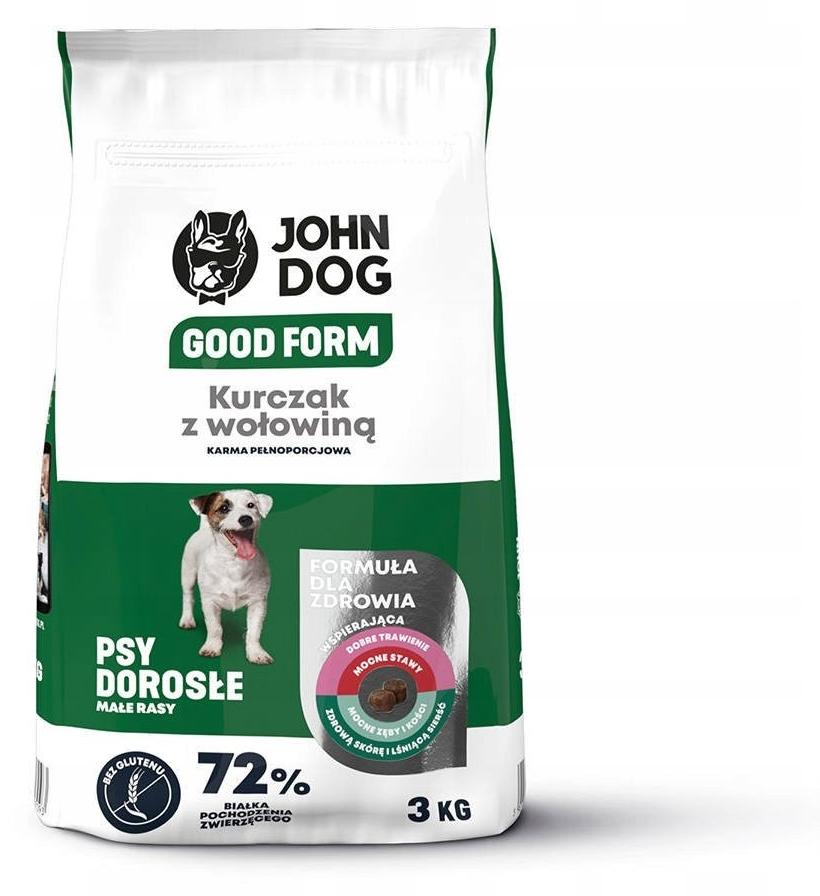 John Dog GOOD FORM MAŁE RASY kurczak z wołowiną Karma sucha dla psa 3kg