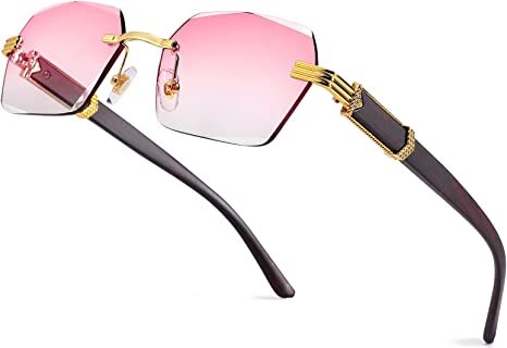 odsellingaaa OD Rahmenlose, randlose, rechteckige Sonnenbrille für Damen und Herren, stilvolle Brille mit quadratischem Schirm ©