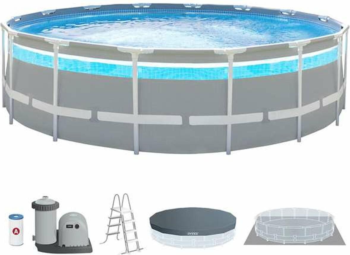 Intex 26730NP, Gerahmter Pool, Kind & Erwachsener, Leiter, Grau, 88,8 kg