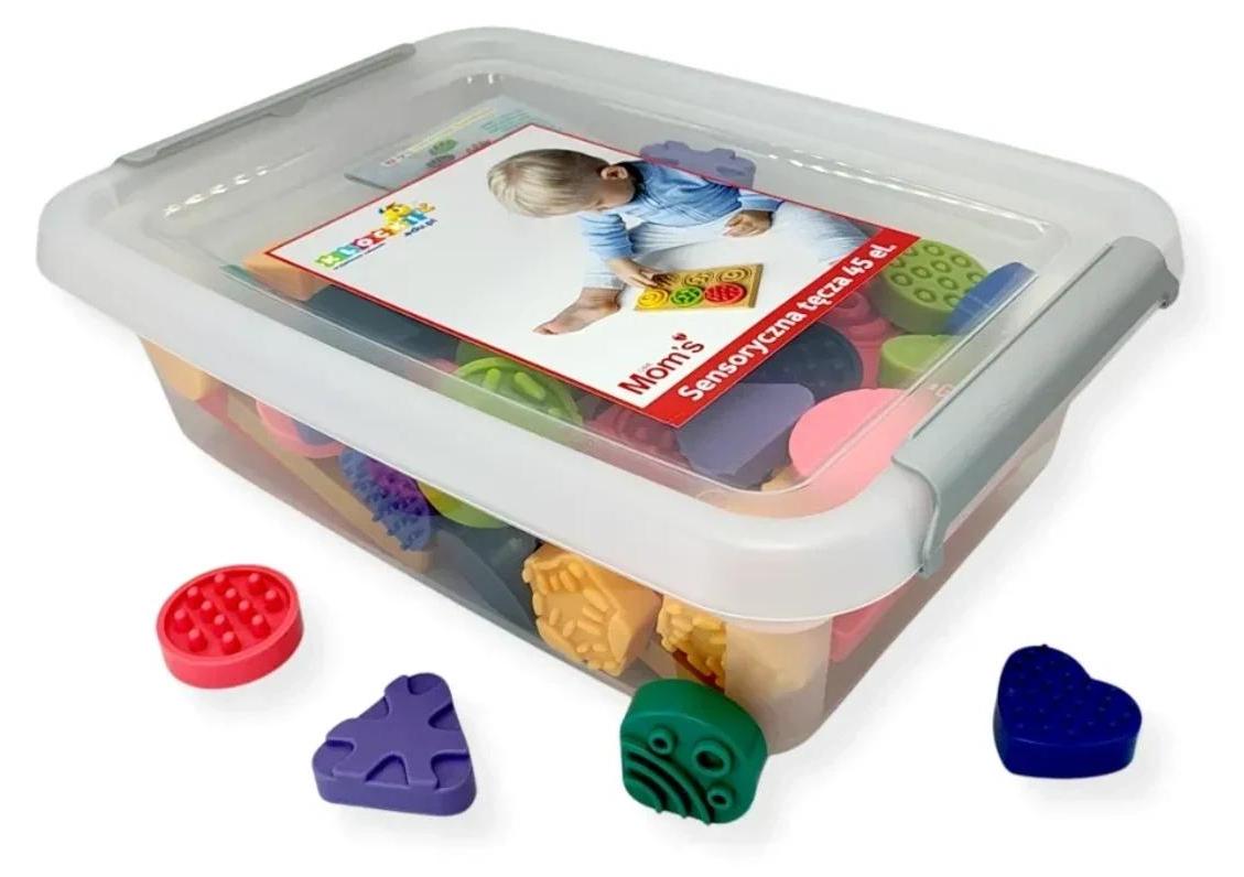 MOM'S CARE Sensorischer Regenbogen – Sensorisches Puzzleset – Tastsinn, Formen – 45 Teile – ab 1 Jahr