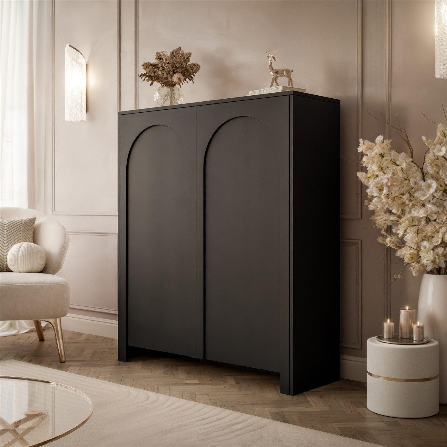 YOURHOUSE24 Sideboard, Hohe Kommode ADRIANA schwarz