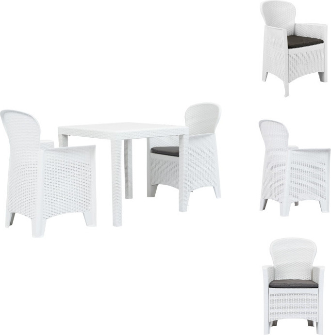 vidaXL 3-dielna bistro súprava z plastu biely ratanový vzhľad - Záhradný nábytok sety