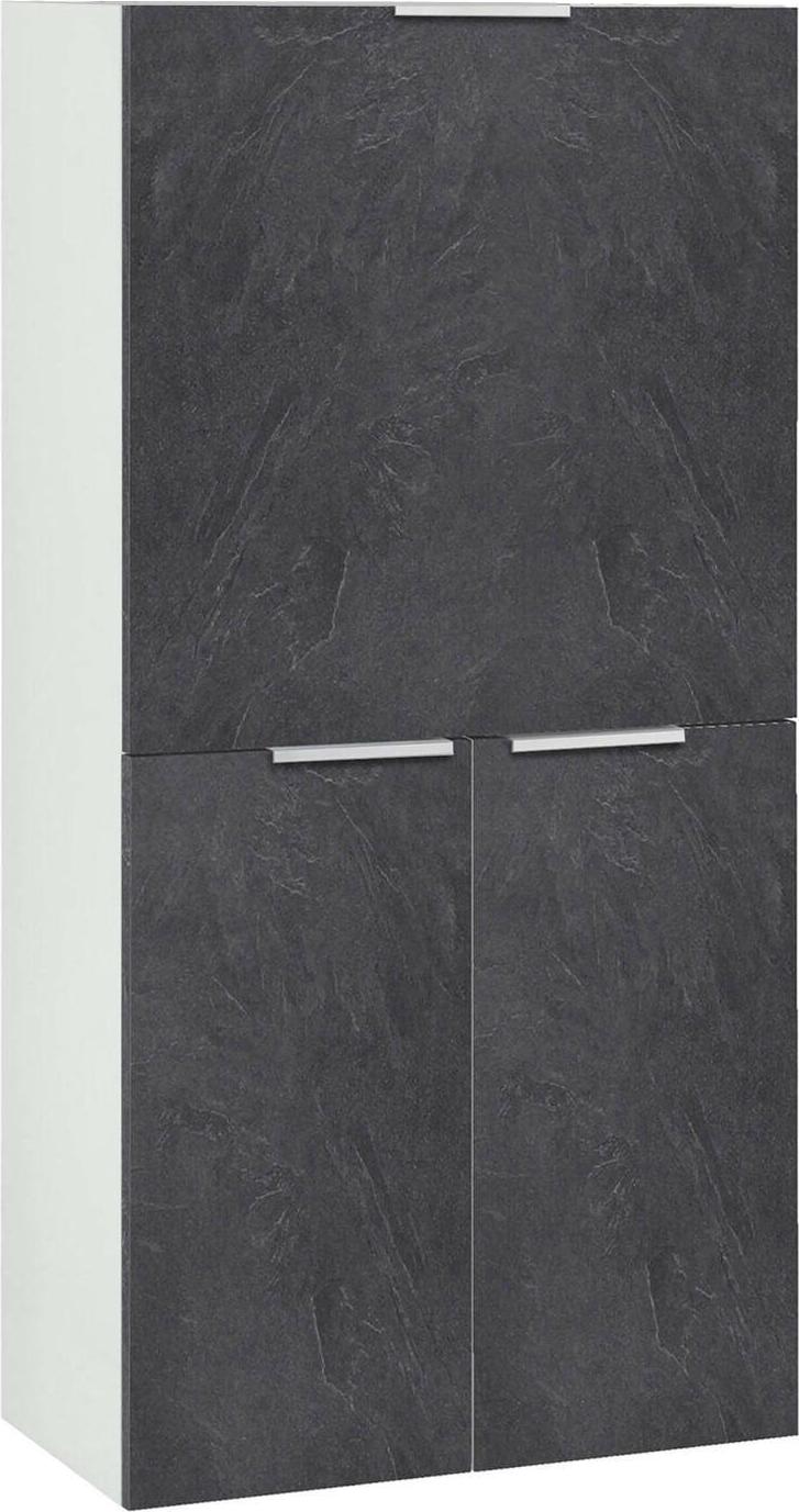 Dmora Schreibtisch Gianpiero 70x35x140 cm Grau, 2 Regale, anpassbar Keine