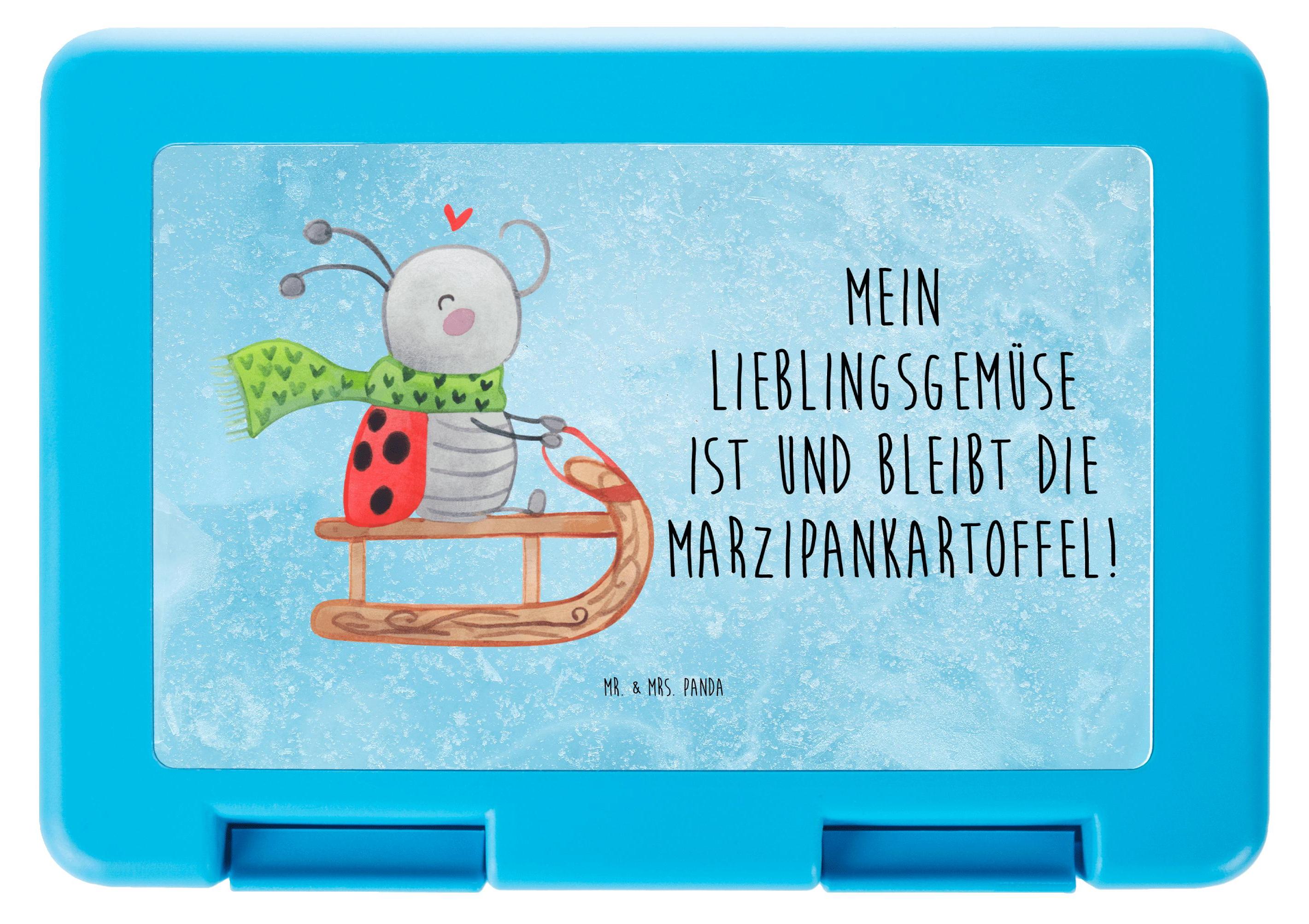 Mr. & Mrs. Panda Bentobox Smörle Rodeln - Eisblau - Geschenk, Marzipan, Weihnachtsdeko, Bento Box, Snackbox, Frischhaltedose, Schlittenfahren, Winter, Lunchbox, Essensbox PD-1594076-STANDARD