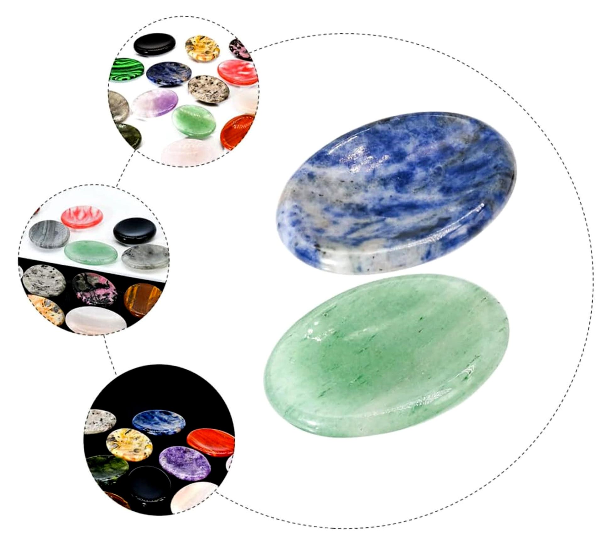 Markenlos 2-teiliges Gua Sha Set aus grünem Aventurin und blauem Streifenstein zur Stressreduktion