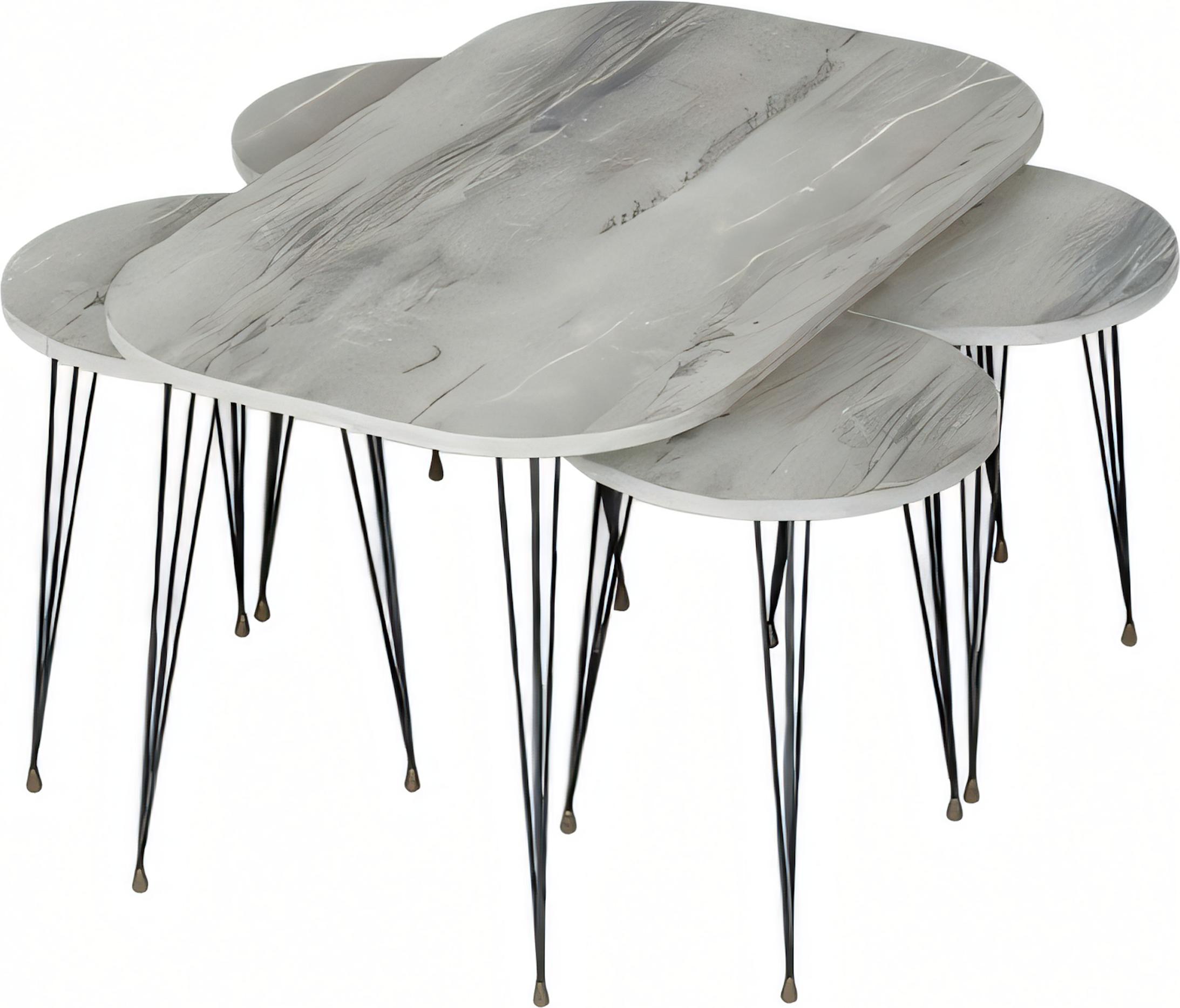 AEA Eleganter grauer Holz-Couchtisch mit Beistelltischen im modernen Stil