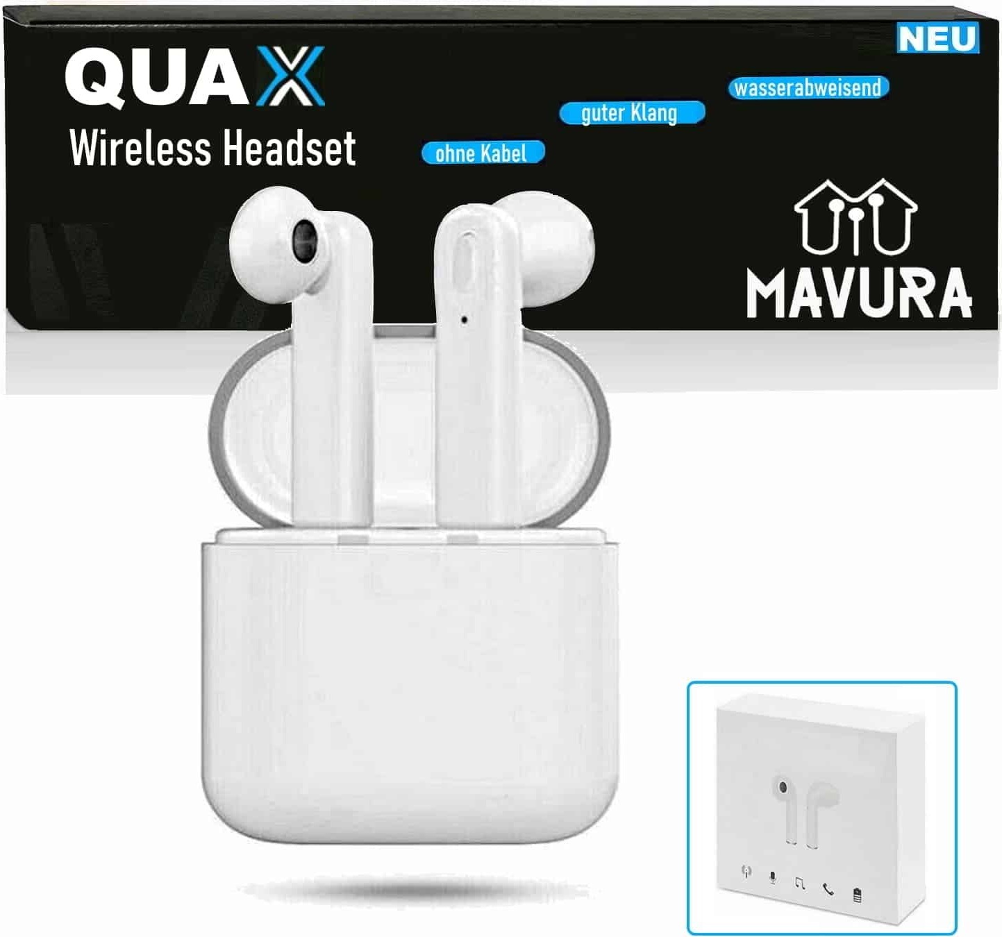 QUAX Bezdrôtové slúchadlá Bluetooth - slúchadlá do uší pre Iphone Samsung