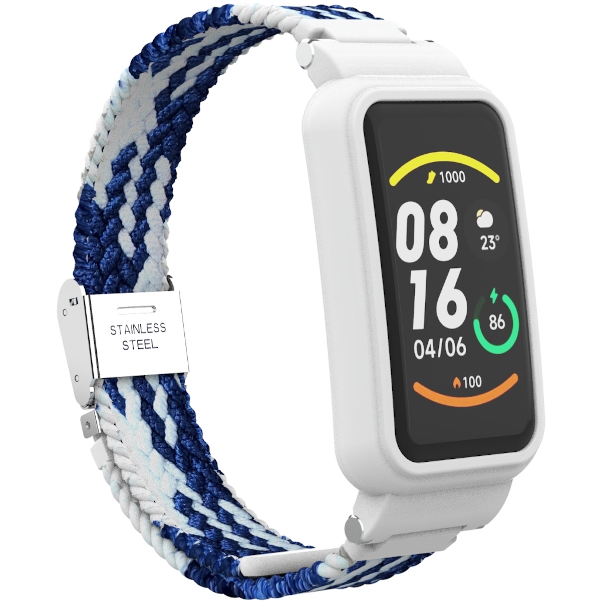 Pre Xiaomi Mi Band 7 Pro opletený nylonový náramok Blue / White Náhradný remienok Smart Watch Smartwatch