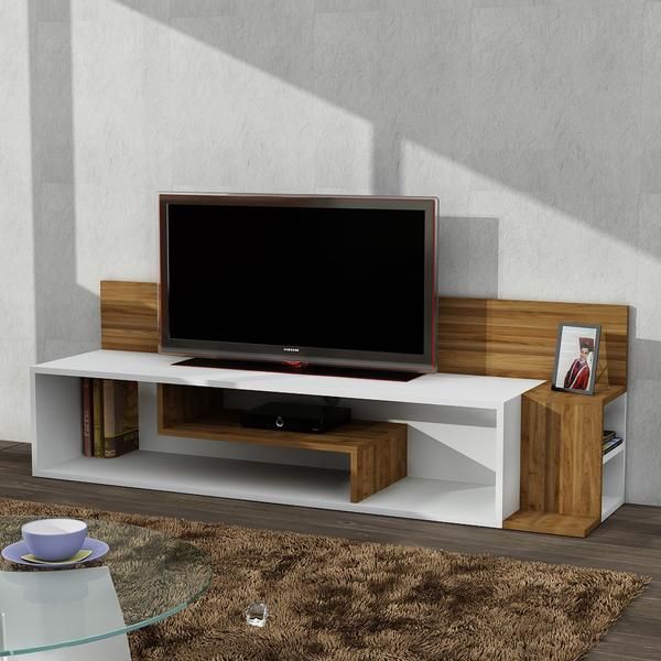 alphamoebel Tv Lowboard Weiß - Walnuss Stream " 1674