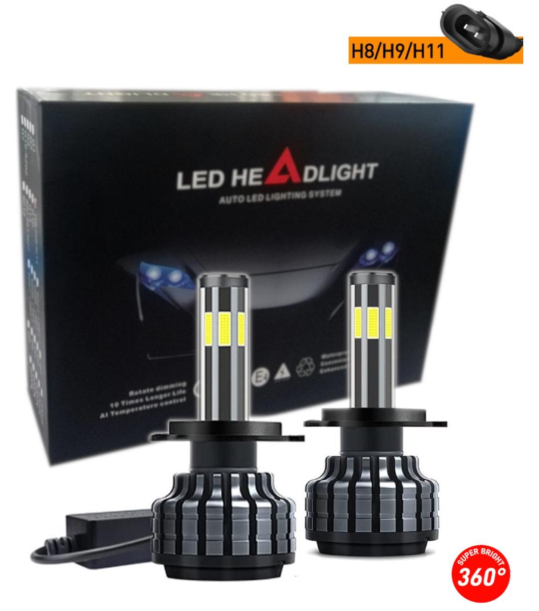 PROMOLINK Set 360° COB-LED-Lampen H11/H8/H9 12 V 80 W 16000 lm für Scheinwerfer, CAN-Bus-kompatibel (keine Fehlermeldungen) KRU097