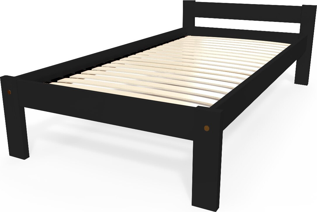 ABC MEUBLES Bett 90x190 Simply aus Buche - Schwarz SIMPLY90