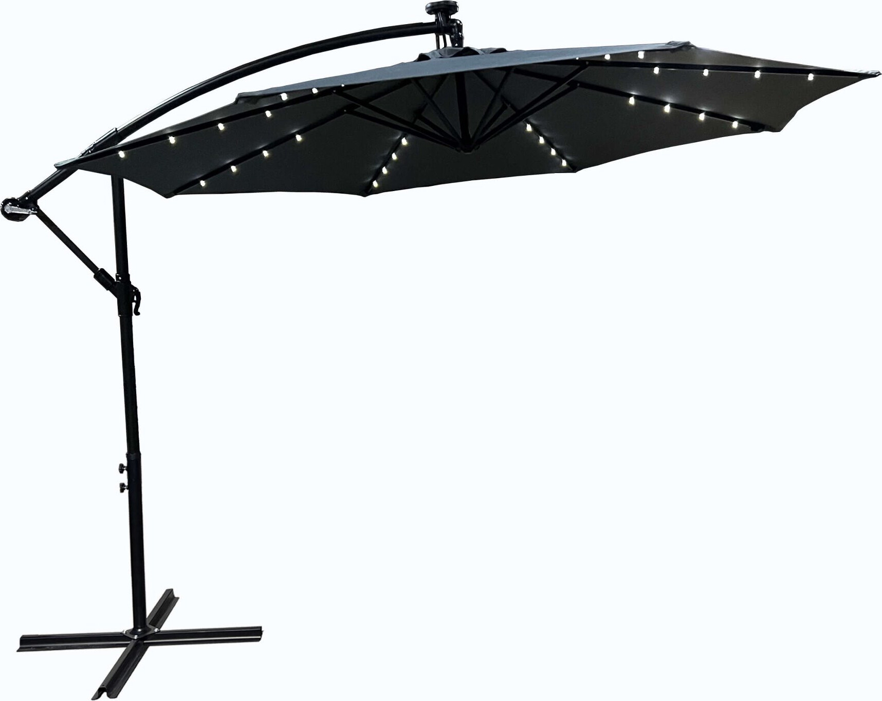 Akord Garten-Sonnenschirm MILIN LED Beleuchtung Dunkelgrau 12,7 kg L300 x B300 x H245 cm PARAOGROMILINCIEMSZAR