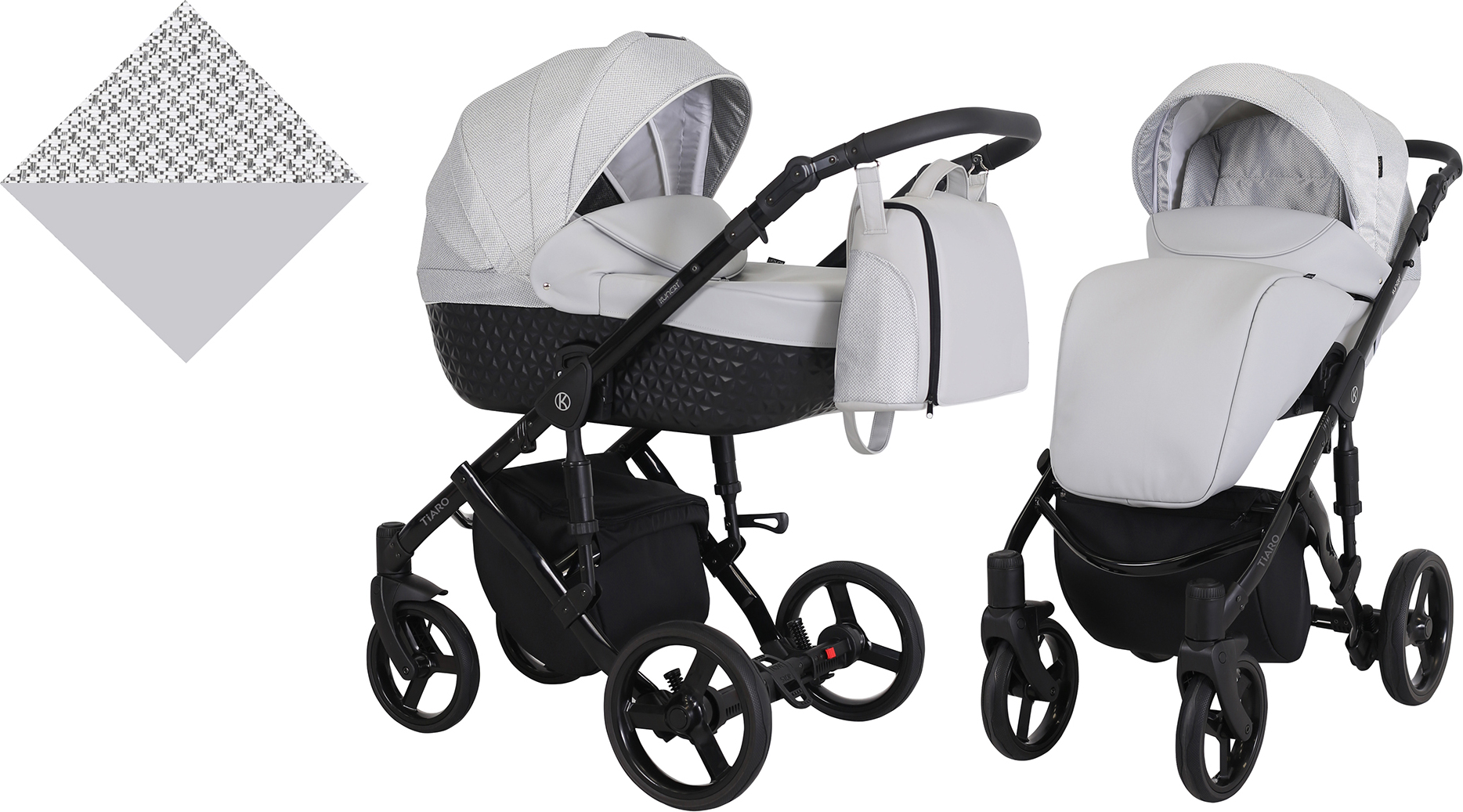 Kinderwagen TIARO Sportwagen Babywagen Babyschale Komplettset Kinder Wagen Set 2 in 1 (Grau, Rahmenfarbe: Schwarz)