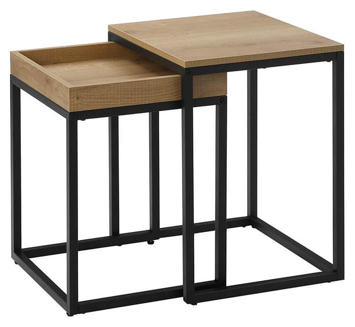 Mateusz Pielach Couchtisch 2er Set – Beistelltische im Loft-Design, ineinander schiebbar – Honigbraun