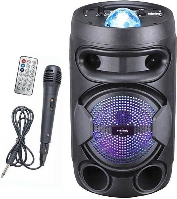 INOVALLEY KA02 BOWL - 400W svetelný reproduktor Bluetooth - funkcia karaoke - viacfarebná LED kaleidoskopová guľa - port USB, Micro-SD