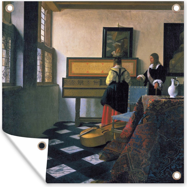 MuchoWow® 50x50 cm Outdoor-Poster Gartendeko Sichtschutz Garten Poster für den Garten Die Musikstunde - Johannes Vermeer 133|322486814