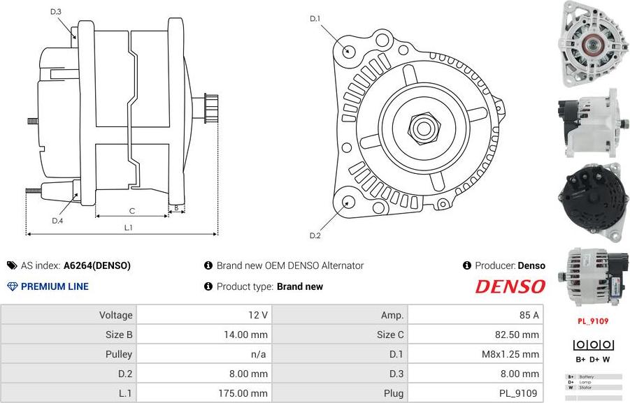 Denso T2566 4.4, T35100SL 4.4, 8460 4.4, 906C, 525-58 4.0, 525-67 4.0, Fastrac 1 A6264(DENSO)