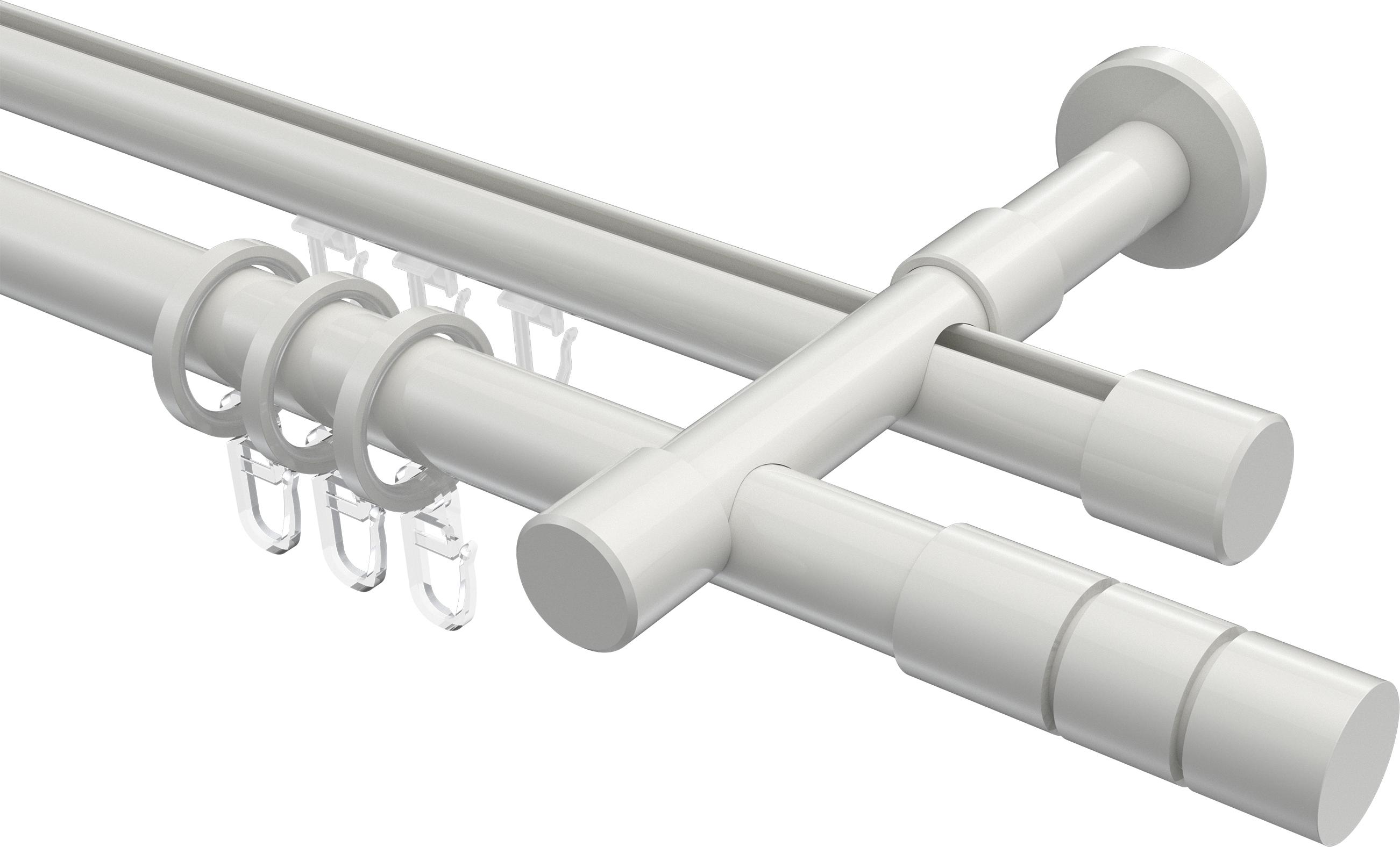 Interdeco Rundrohr-Innenlaufstange / Gardinenstange (Kombination) Weiß, Typ Prestige Elanto (Rillenzylinder), 20 mm Ø 2-läufig, 480 cm 10223826-4832Y2_KLA