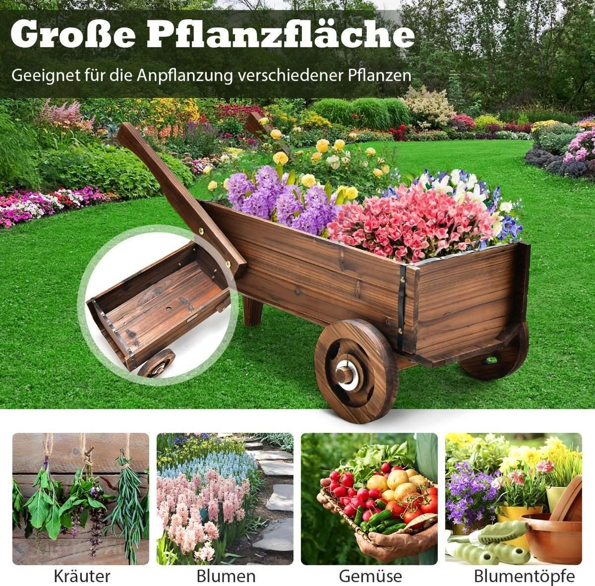 Northix Pflanzenwagen Dekorativer Blumenwagen mit Rädern 81 x 40 x 38,5 cm Braun