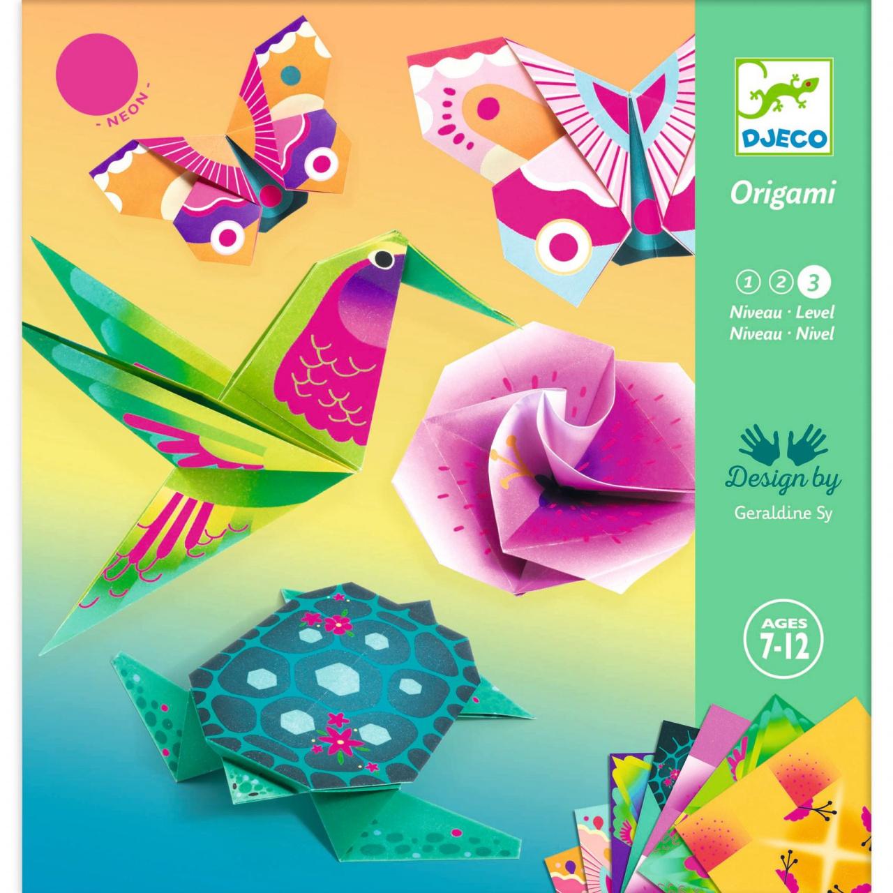Kreatives Origami-Spiel: Exotische Tiere und Blumen, Djeco