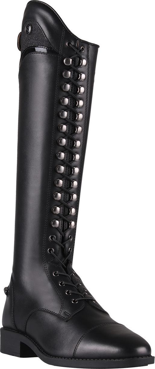 Stivali Texani In Pelle Scamosciata Neri Con Strass A Fiamma Tacco Bas 4 Cm