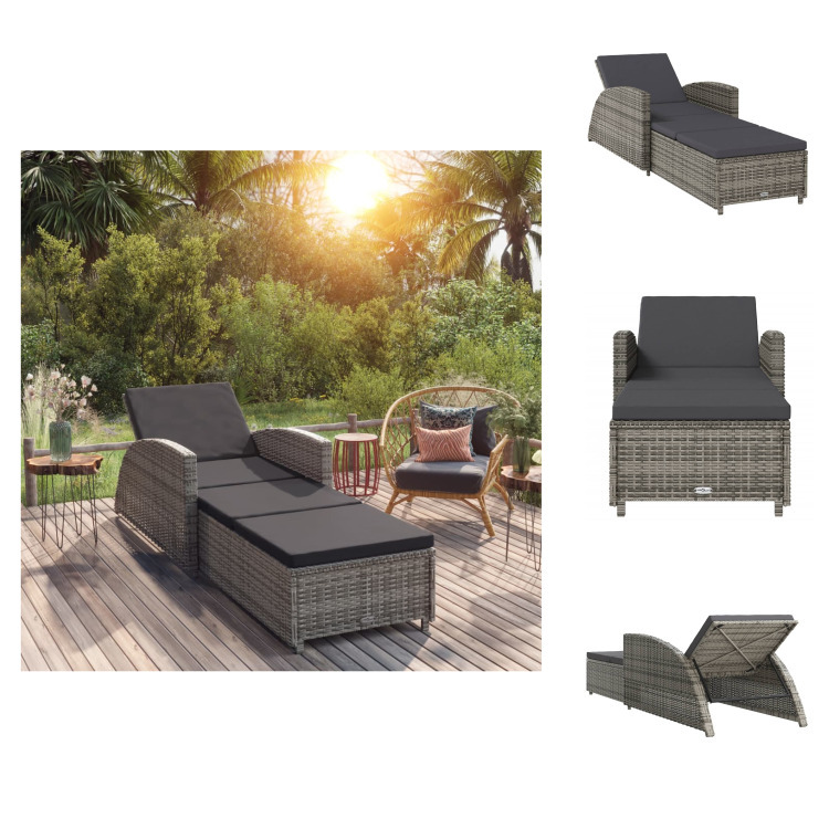 vidaXL Lehátko s tmavosivým vankúšom poly ratan sivá - Lehátka