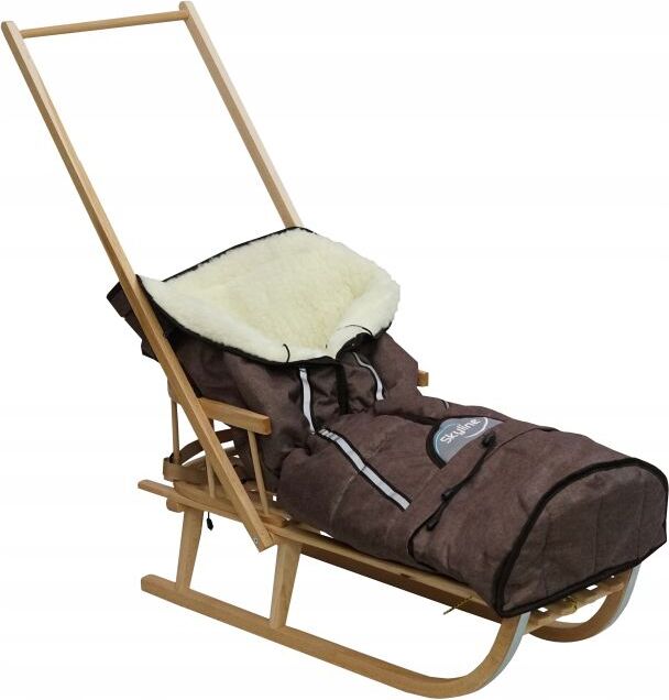 Sonstige Schlitten mit Winterfußsack Schlitten Holzschlitten mit Rückenlehne Holz; Braun