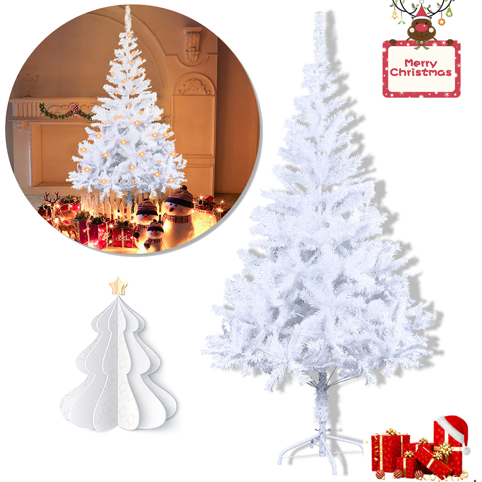LARS360 Weiß PVC Weihnachtsbaum Tannenbaum Christbaum Nadelbaum Festbaum Feiertagsbaum Dekobaum Künstlicher Schmuckbaum - 210 cm WT-RL-LAR-(CT-212)