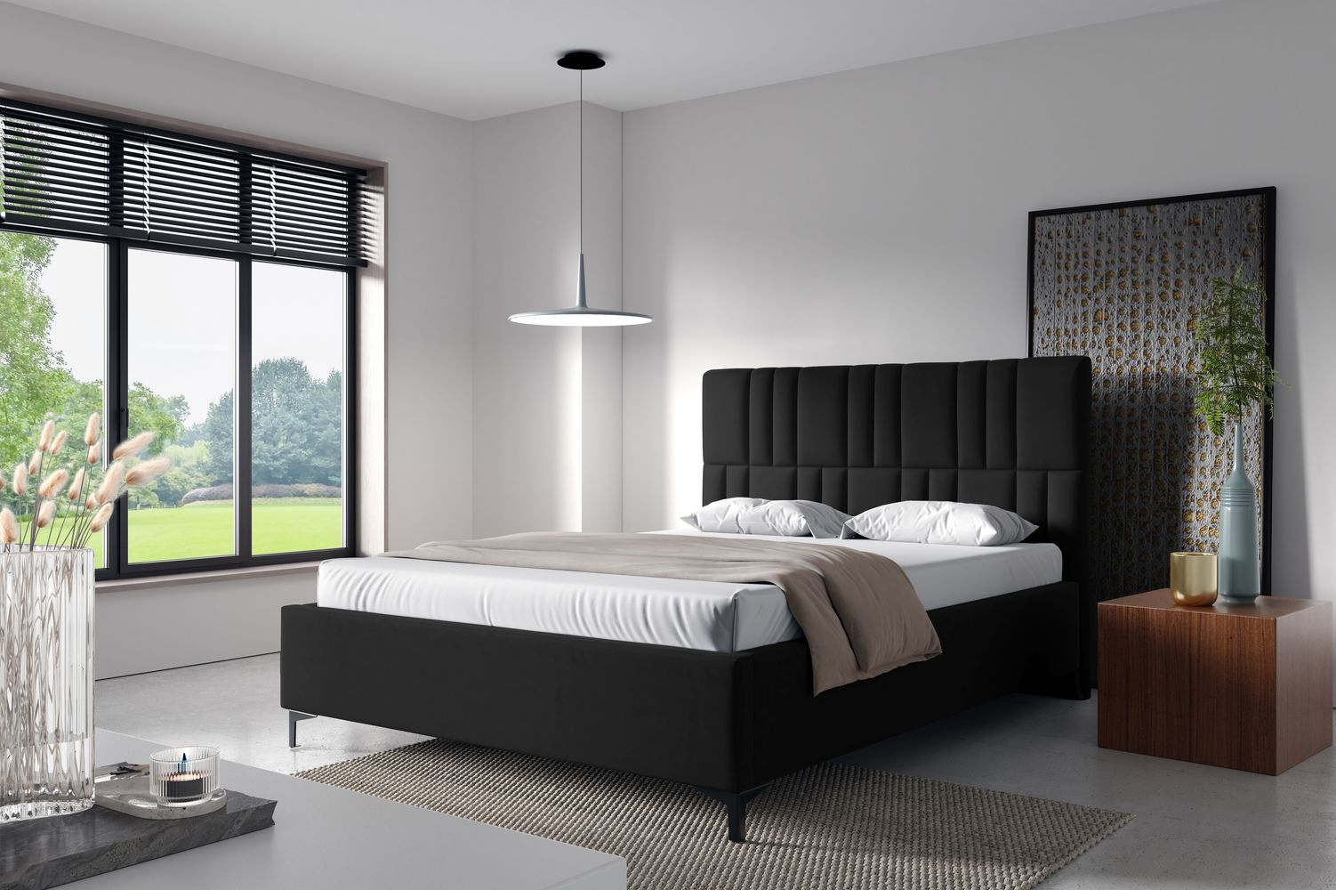 Čalúnená posteľ 140x200 ODETA 5 - čierna