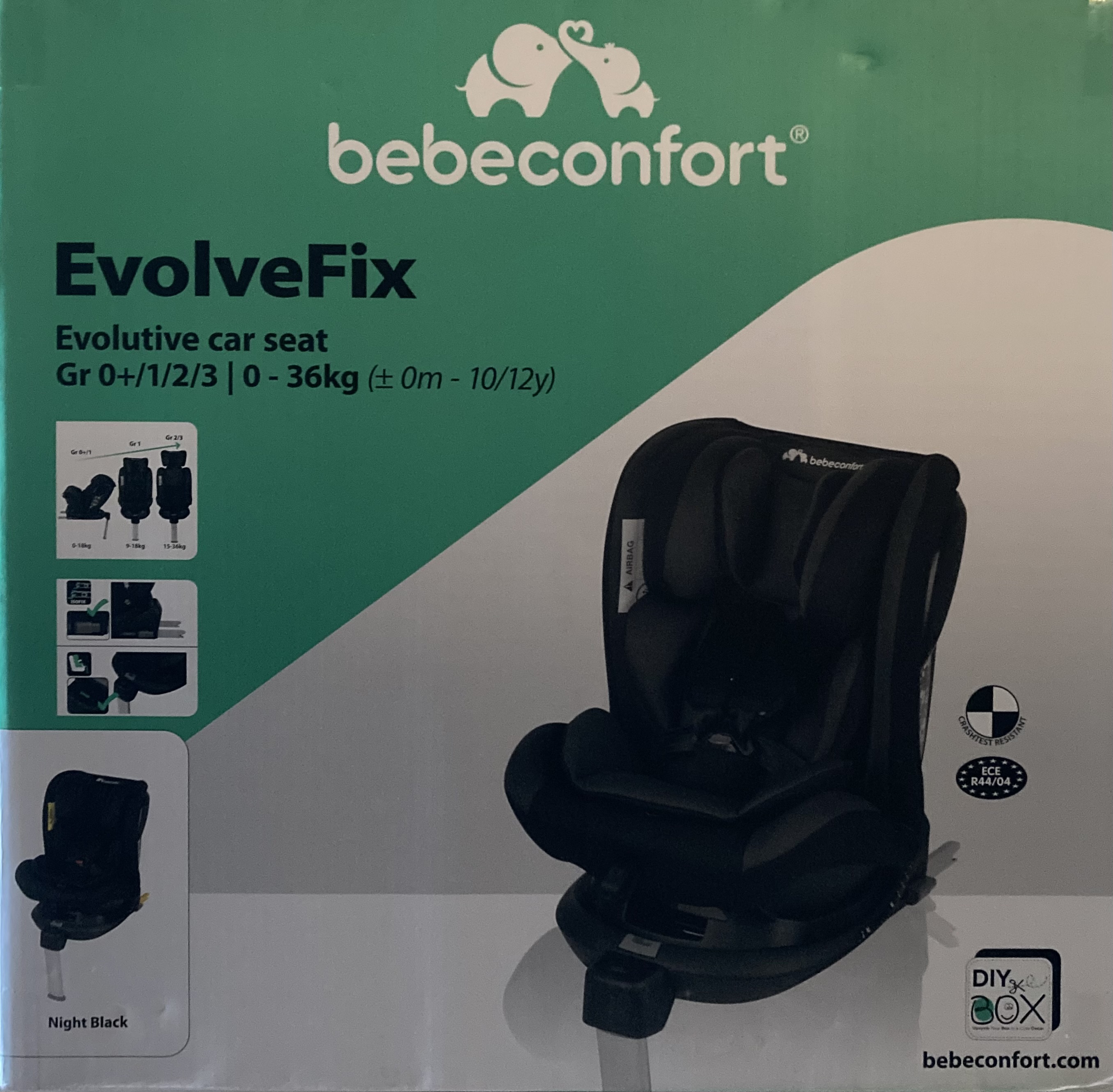 und mit EvolveFix Autositz ISOFIX-System Basisstation 0+/1/2/3 kg Gr. – bebeconfort 36 0 schwarz