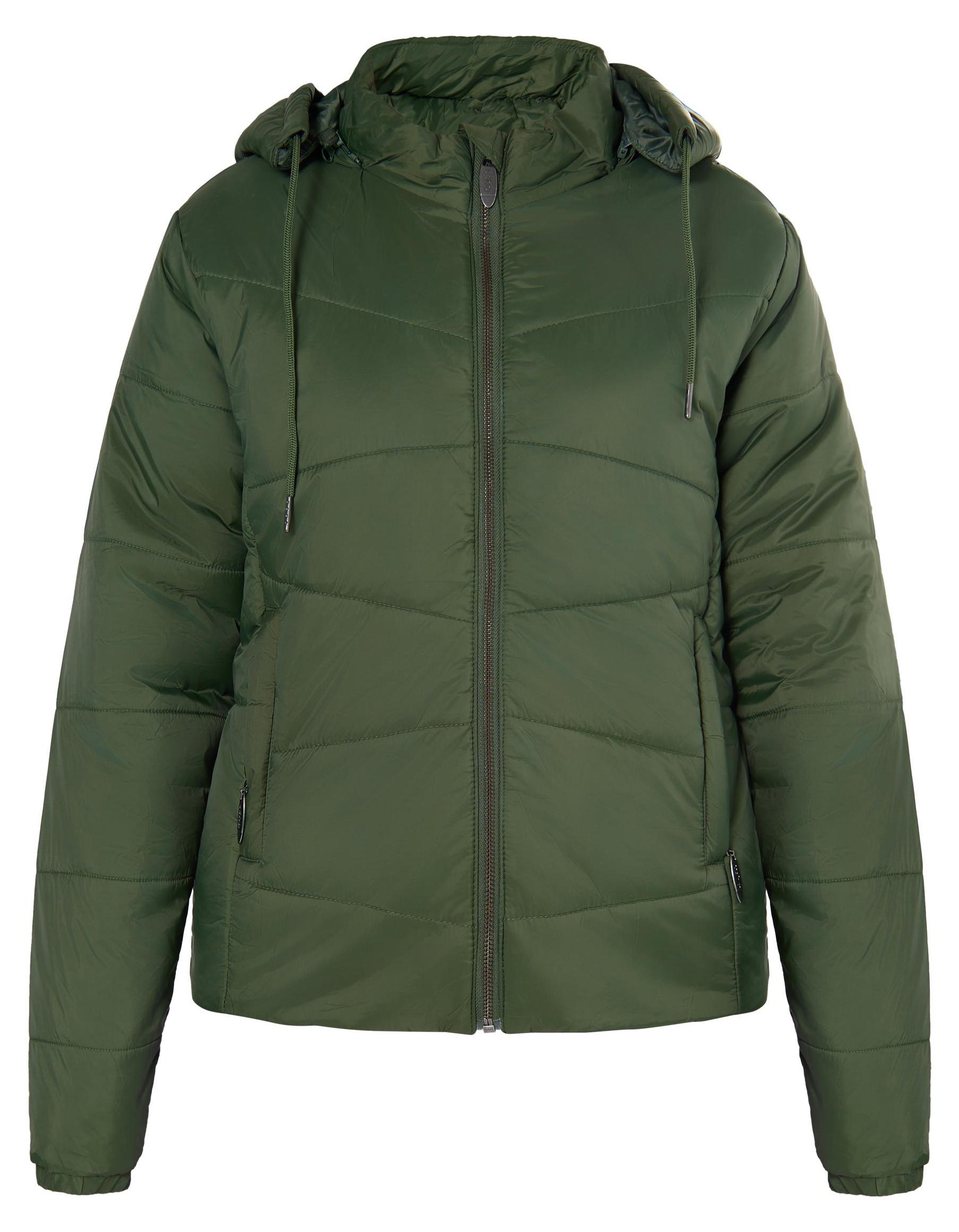 ALBEE Damen Jacke oliv Größe M mit abnehmbarer Kapuze und elastischen Ärmelabschlüssen