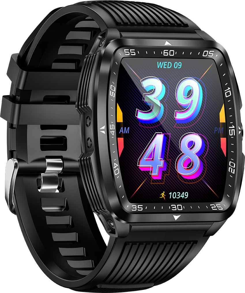 INF Smartwatch mit Herzfrequenz-, Blutdruck- und Blutsauerstoffmessung Schwarz 365813