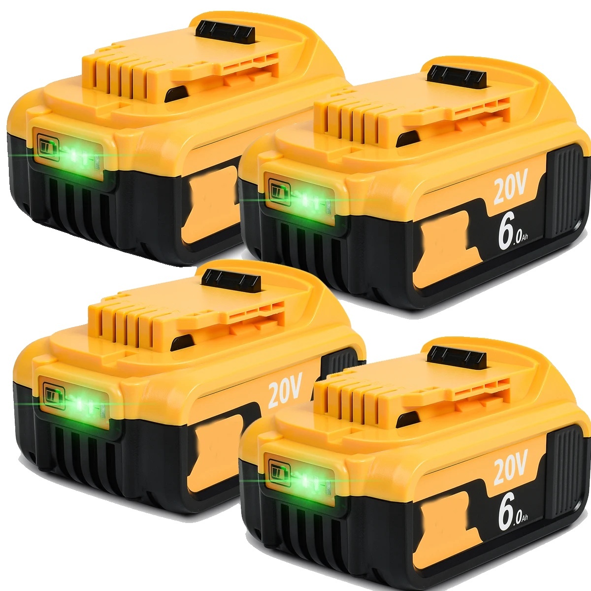 Adaptér na batérie DeWalt, konverzia z 18 V na 20 V, kompatibilita s Li-Ion náradím, 4 kusy 6,0 Ah 20 V