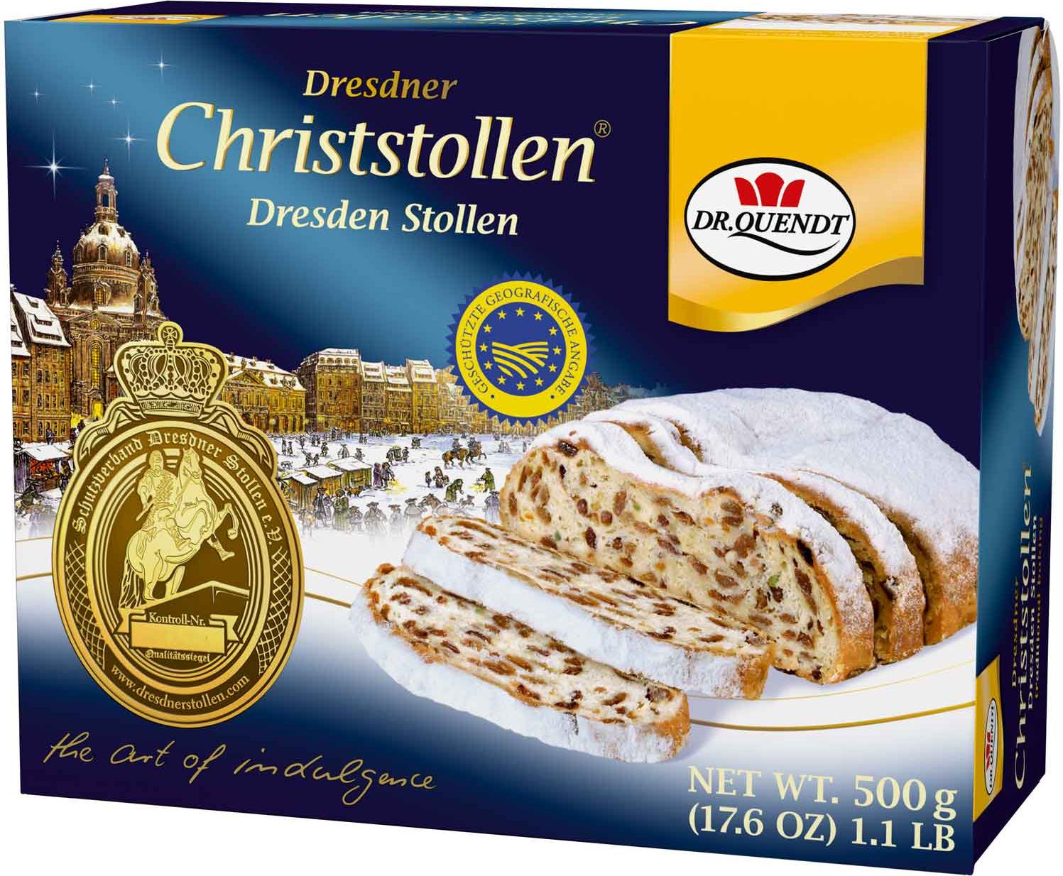 Dr. Quendt Dresdner Christstollen 500g Karton - Traditioneller Stollen Sachsen 435127
