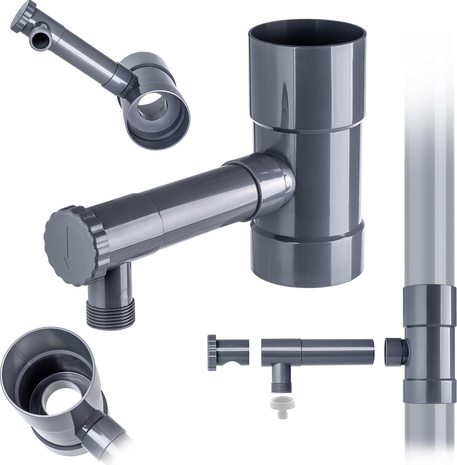 KADAX Regenwasserfänger mit Ventil 80 mm Grau