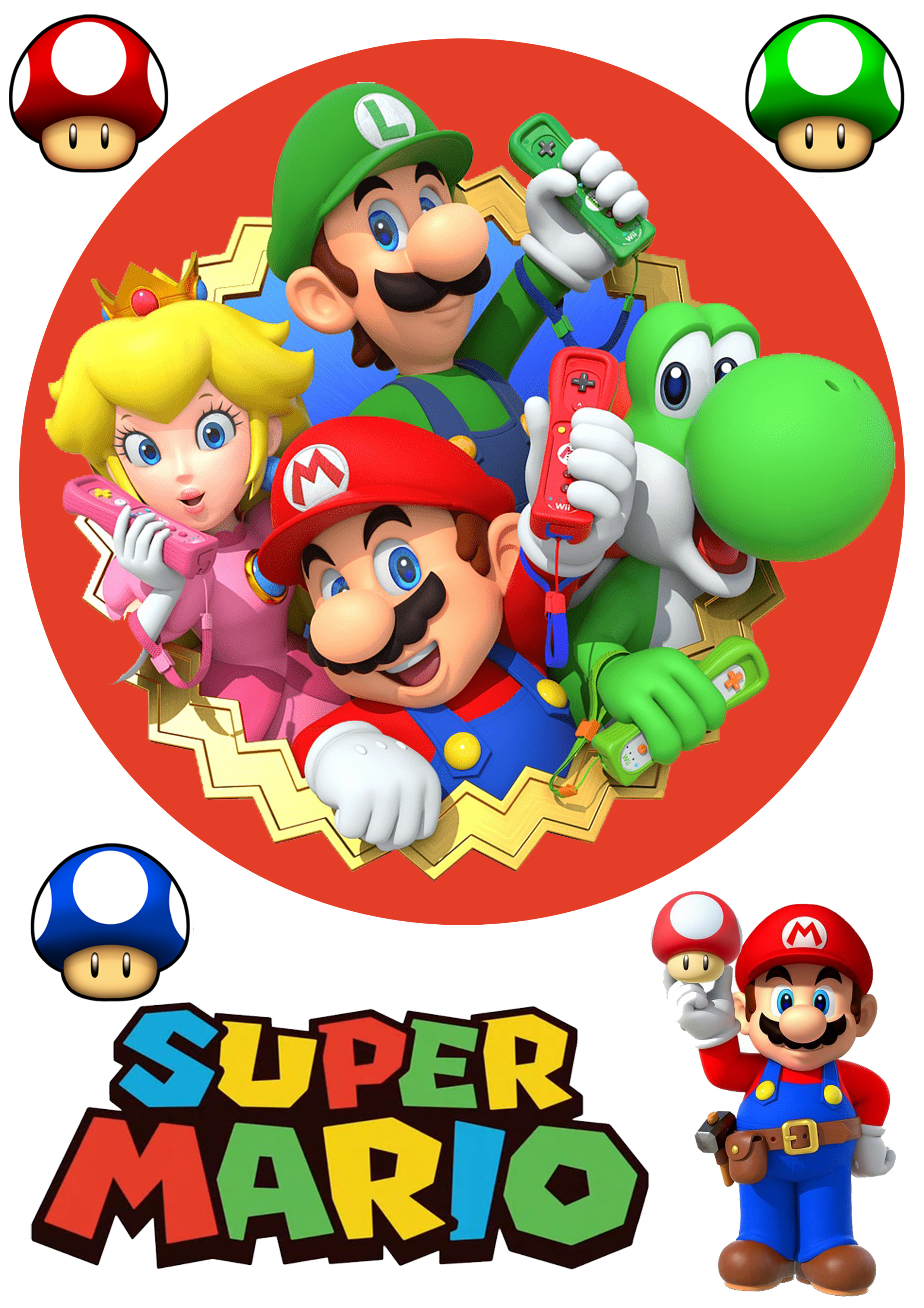 Tortenaufleger-Super Mario-Geburtstag--Party--Fototorte 