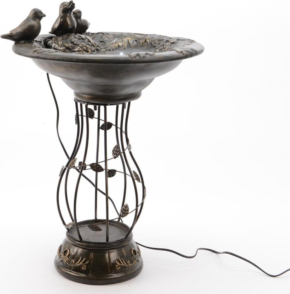 Kaemingk Brunnen Vogel Polyresin Zierbrunnen bronze LED