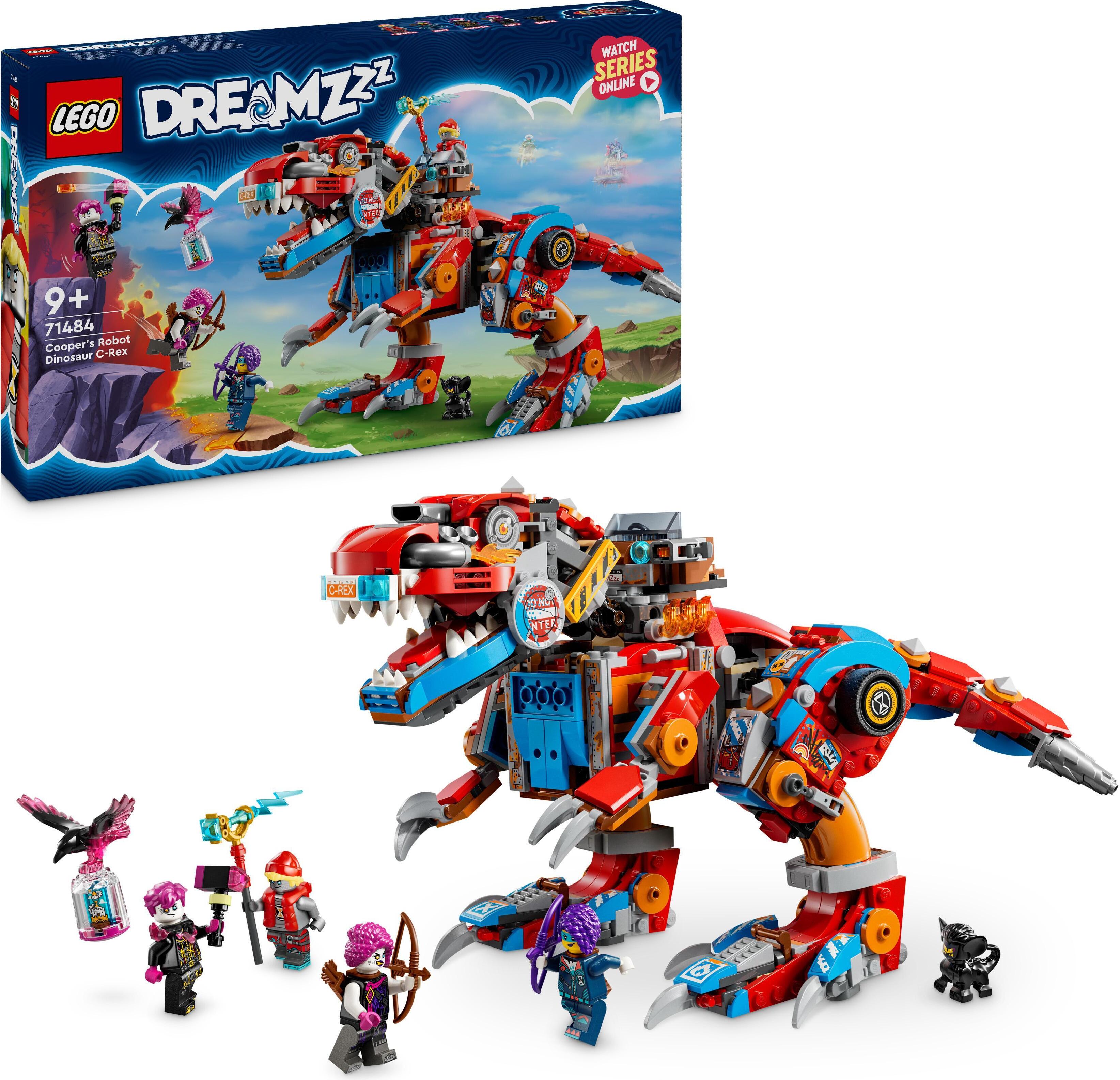 LEGO DREAMZzz 2-in-1 Coopers Dino-Mech C-Rex, Spielzeug-Pterodaktylus, T.Rex-Actionfigur für Jungen und Mädchen, kreatives Spielzeug, Abenteuer-Set, Geschenk für Kinder ab 9 Jahren 71484