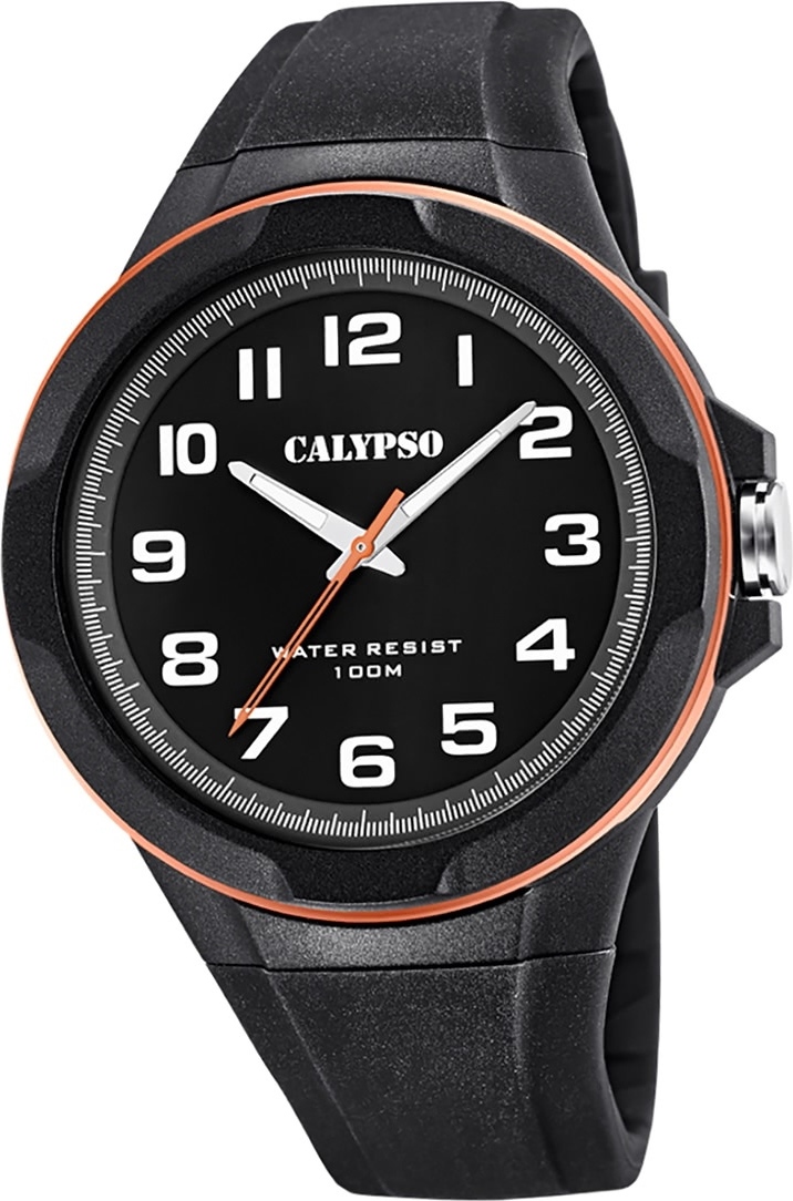 Calypso plastové pánske hodinky pre mladých K5781/6 analógové náramkové hodinky čierne D2UK5781/6