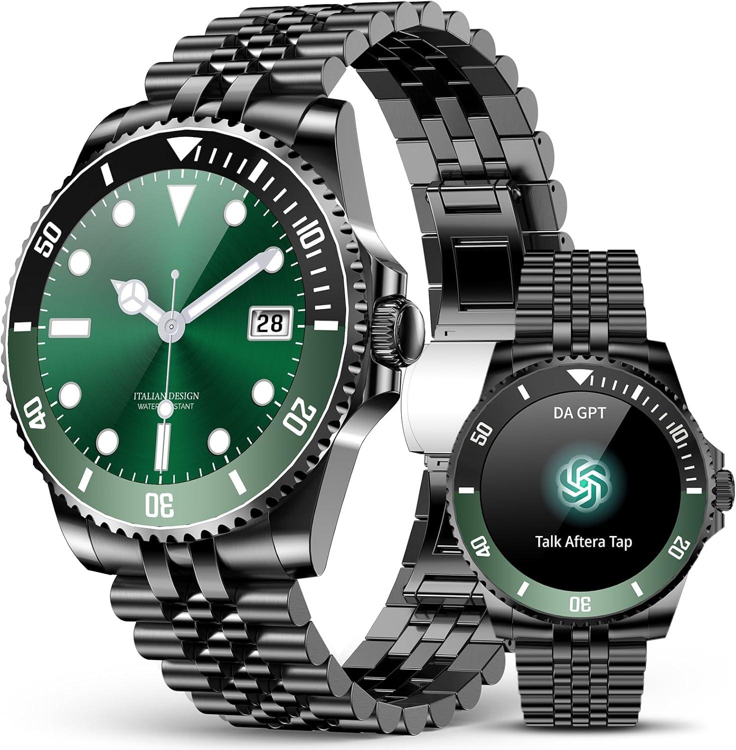 Herren Smartwatch mit Bluetooth Anrufen 1.19 Zoll AMOLED Uhr mit KI Funktionen 107 Sportmodi Herzfrequenz & Schlafmonitor IP67 Fitness Tracker