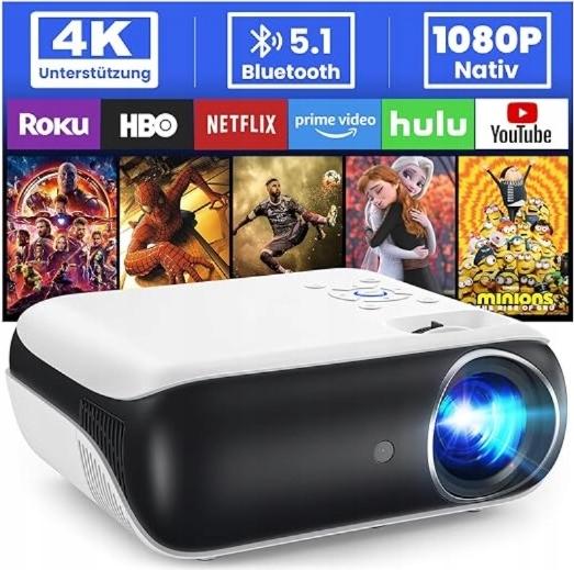 Full Hd 4K 9500Lm Led Projektor Bluetooth 5.1 Heimkino Und Präsentation