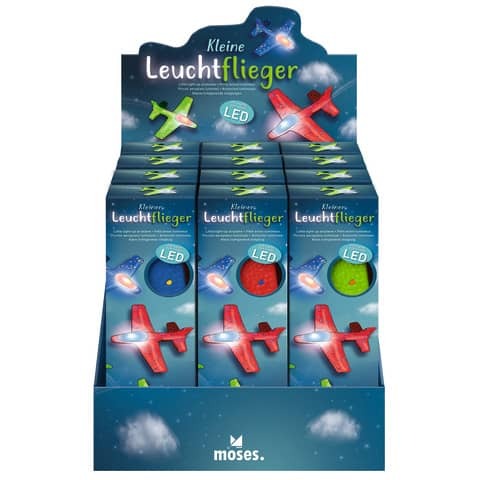 Moses Leuchtflieger mit LED, sortiert, EPP, 175 × 58 × 35 mm, Altersempfehlung 6–10 Jahre 38194