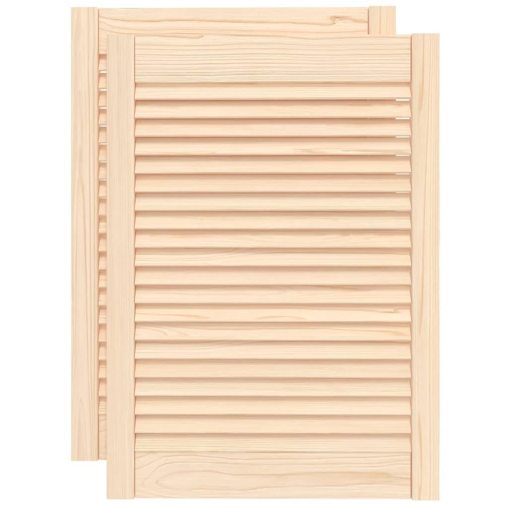 VidaXL Anta A Lamelle 2 Pezzi In Legno Massello Di Pino - Porta Per Armadio 99,3x49,4 Cm - Non Trattata E Personalizzabile