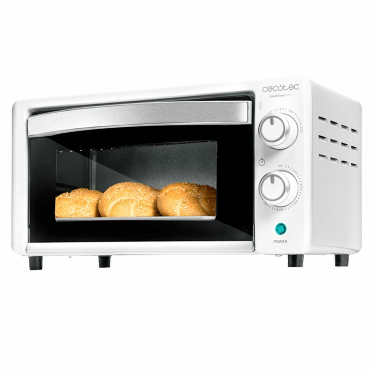 Cecotec Bake&Toast 1090 Biela stolová rúra de, 10 l, 1000 W, časovač 60 min, nastaviteľná teplota do 230 °C, plech na pečenie, rošt a kliešte.