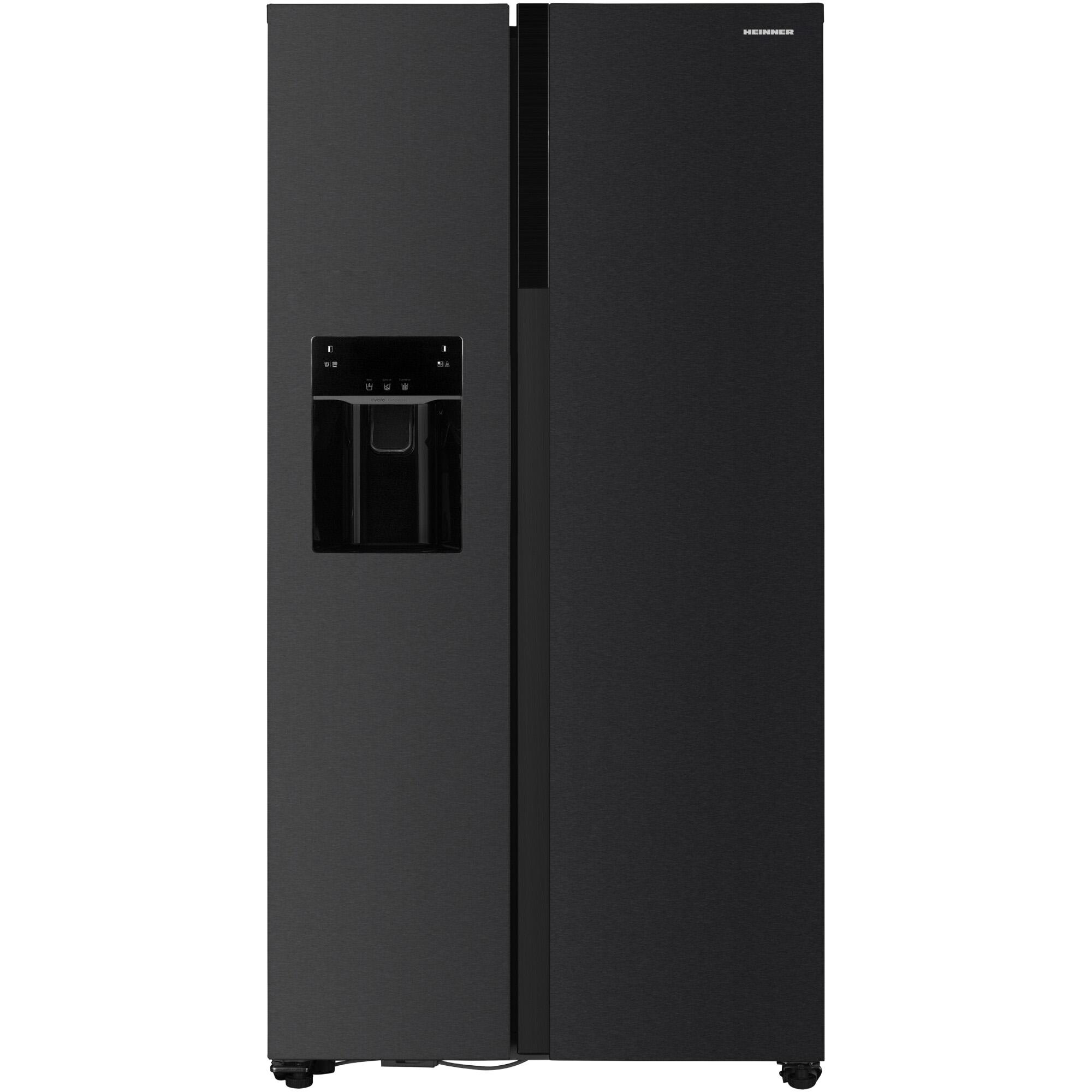 Heinner HSBS-HM513NFIMDXE++ Side-by-Side Kühlschrank 513L, No Frost, Wasser & Eisdispenser, Edelstahl anthrazit