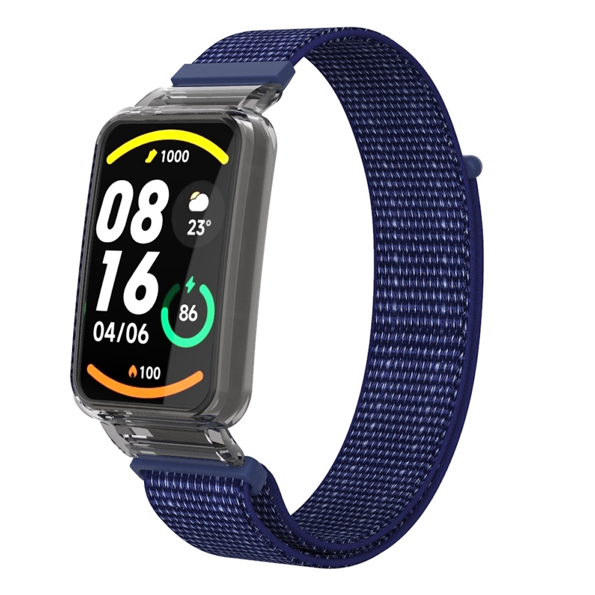 Pre Xiaomi Mi Band 7 Pro 2 v 1 hodinkový remienok s nylonovou tkaninou a integrovaným ochranným krytom Náhradné inteligentné hodinky Indigo Blue